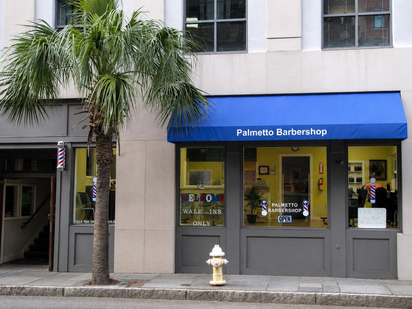 Palmetto Barbershop storefront on Market Street